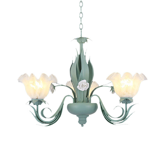 Countryside Curved Arm Chandelier Lamp 3/5/7 Bulbs Metal LED Drop Pendant in Aqua for Living Room Clearhalo 'Ceiling Lights' 'Chandeliers' Lighting' options 465502_5d2c66b5-8375-44f6-bac4-198c55cbb787