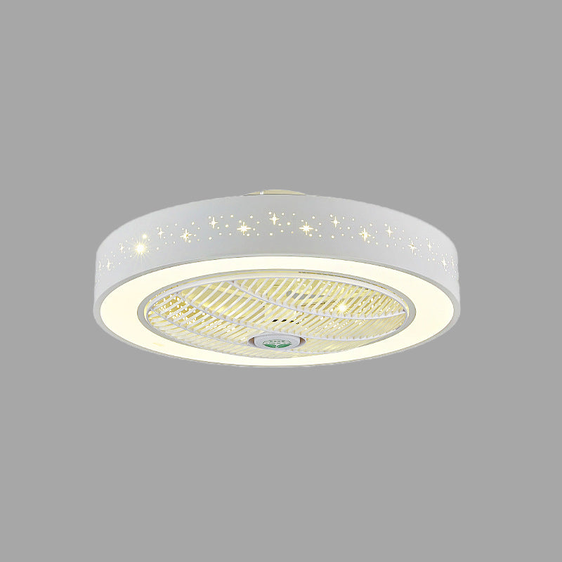 White Ring Ceiling Fan Light Simplicity Acrylic LED Bedroom Semi Flush Mount Lighting Fixture, 21.5" Width Clearhalo 'Ceiling Fans with Lights' 'Ceiling Fans' 'Modern Ceiling Fans' 'Modern' Lighting' 465525