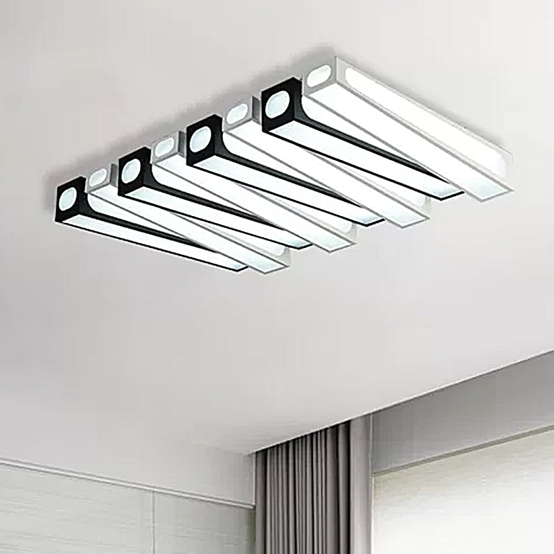 Modern Linear Square Flush Mount Light Acrylic LED Ceiling Light in Black and White for Foyer Clearhalo 'Ceiling Lights' 'Close To Ceiling Lights' 'Close to ceiling' 'Flush mount' Lighting' 465542