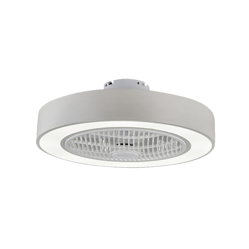 23" W Metal Circular Semi Flush Light Fixture Modern LED Bedroom Pendant Fan Lamp in Black/White, 3 Blades Clearhalo 'Ceiling Fans with Lights' 'Ceiling Fans' 'Modern Ceiling Fans' 'Modern' Lighting' 465617