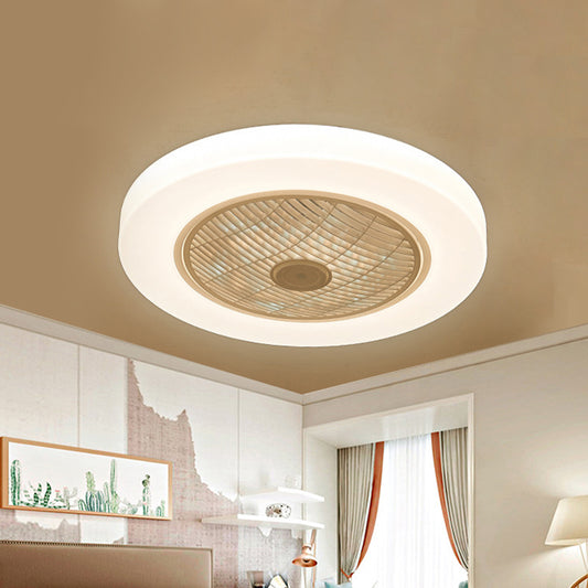 Contemporary Circle Pendant Fan Lighting LED Acrylic Semi Flush Ceiling Light Fixture in White with 3 Blades, 23" Wide Clearhalo 'Ceiling Fans with Lights' 'Ceiling Fans' 'Modern Ceiling Fans' 'Modern' Lighting' 465619