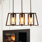 Farmhouse Trapezoid Frame Island Pendant Light 3 Lights Metallic Island Chandelier Light with Open Bulb in Black Clearhalo 'Ceiling Lights' 'Island Lights' Lighting' 465656