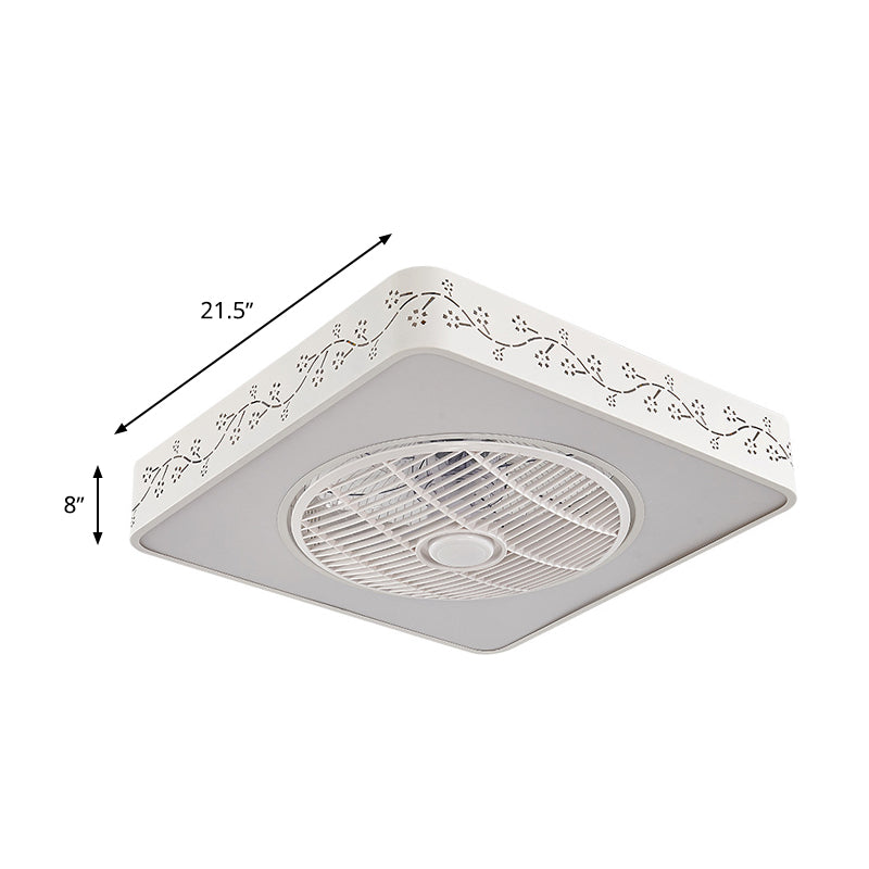 Square Led Fans Square Bedroom Semi Flush Mount Lighting Modern Acrylic LED White ...