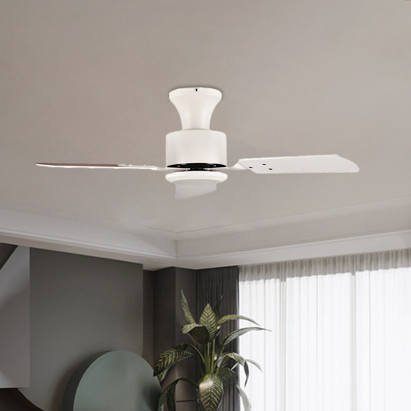 LED Circular Pendant Fan Light Modernism White Metal Semi Flush Mount Lighting with 3 Wooden Blades, 32"/36" Width White Clearhalo 'Ceiling Fans with Lights' 'Ceiling Fans' 'Modern Ceiling Fans' 'Modern' Lighting' 465849