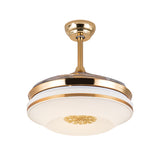 42" W Gold Ring Ceiling Fan Lamp Minimalist Acrylic LED Living Room Semi Flush Light with 4 Clear Blades, Remote/Wall Control/Frequency Conversion and Remote Control Clearhalo 'Ceiling Fans with Lights' 'Ceiling Fans' 'Modern Ceiling Fans' 'Modern' Lighting' 465872