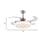 36"/42" W Acrylic Flower Semi Mount Lighting Modern LED Living Room Hanging Fan Light in Silver with 4 Clear Blades, Remote Control/Frequency Conversion and Remote Control Clearhalo 'Ceiling Fans with Lights' 'Ceiling Fans' 'Modern Ceiling Fans' 'Modern' Lighting' 465909