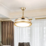 42" Width Acrylic Gold Fan Lamp Round LED Minimalist Semi Flush Mount Ceiling Light with Remote/Wall Control, 4 Clear Blades Clearhalo 'Ceiling Fans with Lights' 'Ceiling Fans' 'Modern Ceiling Fans' 'Modern' Lighting' 465934