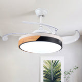 Nordic Ring Semi Mount Lighting 42" W LED Acrylic Hanging Fan Lamp in White with Remote/Wall Control/Frequency Conversion, 4 Blades White Clearhalo 'Ceiling Fans with Lights' 'Ceiling Fans' 'Modern Ceiling Fans' 'Modern' Lighting' 465964