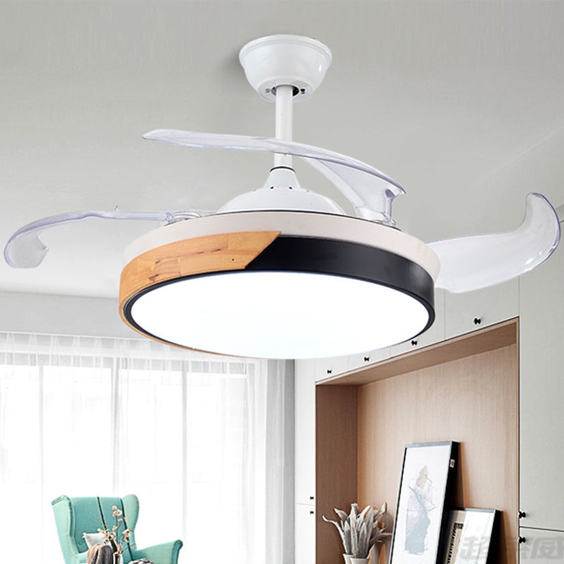 Nordic Ring Semi Mount Lighting 42" W LED Acrylic Hanging Fan Lamp in White with Remote/Wall Control/Frequency Conversion, 4 Blades Clearhalo 'Ceiling Fans with Lights' 'Ceiling Fans' 'Modern Ceiling Fans' 'Modern' Lighting' 465965