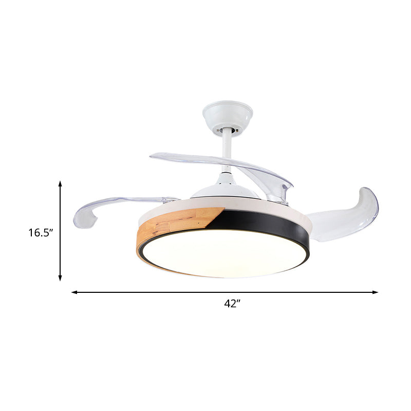 Nordic Ring Semi Mount Lighting 42" W LED Acrylic Hanging Fan Lamp in White with Remote/Wall Control/Frequency Conversion, 4 Blades Clearhalo 'Ceiling Fans with Lights' 'Ceiling Fans' 'Modern Ceiling Fans' 'Modern' Lighting' 465968