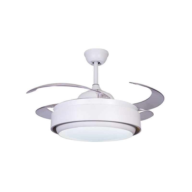 42" Wide Acrylic White Semi Flush Mount Circle LED Contemporary 4 Blades Fan Lighting for Bedroom, Remote/Wall Control Clearhalo 'Ceiling Fans with Lights' 'Ceiling Fans' 'Modern Ceiling Fans' 'Modern' Lighting' 465982