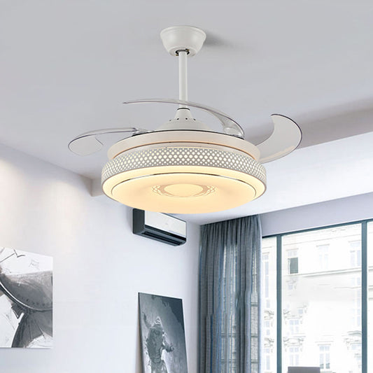 42" Wide White Ring Ceiling Fan Lamp Modernism Metal LED Bedroom Semi Flush Mount with 4 Clear Blades, Remote/Wall Control/Frequency Conversion and Remote Control Clearhalo 'Ceiling Fans with Lights' 'Ceiling Fans' 'Modern Ceiling Fans' 'Modern' Lighting' 466004