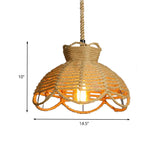 Flower Basket Rope Hanging Lighting Farmhouse 1 Head Restaurant Ceiling Lamp in Beige Clearhalo 'Ceiling Lights' 'Industrial Pendants' 'Industrial' 'Middle Century Pendants' 'Pendant Lights' 'Pendants' 'Tiffany' Lighting' 466075