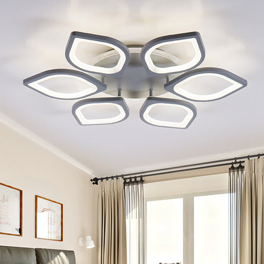 Gray Flower LED Ceiling Mount Light Modern Acrylic Neutral/Warm/White Flushmount Light for Dining Room Clearhalo 'Ceiling Lights' 'Close To Ceiling Lights' 'Close to ceiling' 'Semi-flushmount' Lighting' 466220