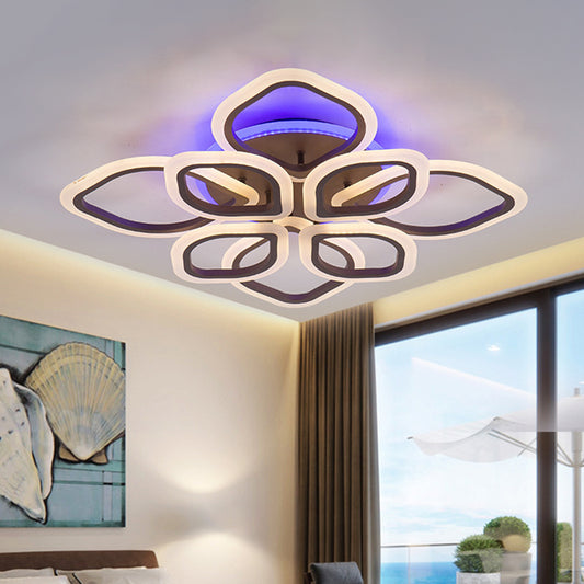 Floral-Themed LED Ceiling Lamp Contemporary Acrylic Flush Mount Light in Brown for Bedroom Clearhalo 'Ceiling Lights' 'Close To Ceiling Lights' 'Close to ceiling' 'Semi-flushmount' Lighting' 466224
