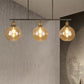 Amber Glass Cone/Globe Island Pendant Light Vintage 3 Lights Dining Room Hanging Lamp Clearhalo 'Ceiling Lights' 'Chandeliers' 'Glass shade' 'Glass' 'Island Lights' Lighting' 466383