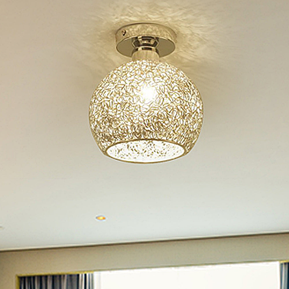 Romantic Globe Flush Mount Light 1 Head Metal and Clear Crystal Ceiling Light in Chrome for Corridor Clearhalo 'Ceiling Lights' 'Close To Ceiling Lights' 'Close to ceiling' 'Semi-flushmount' Lighting' 466612