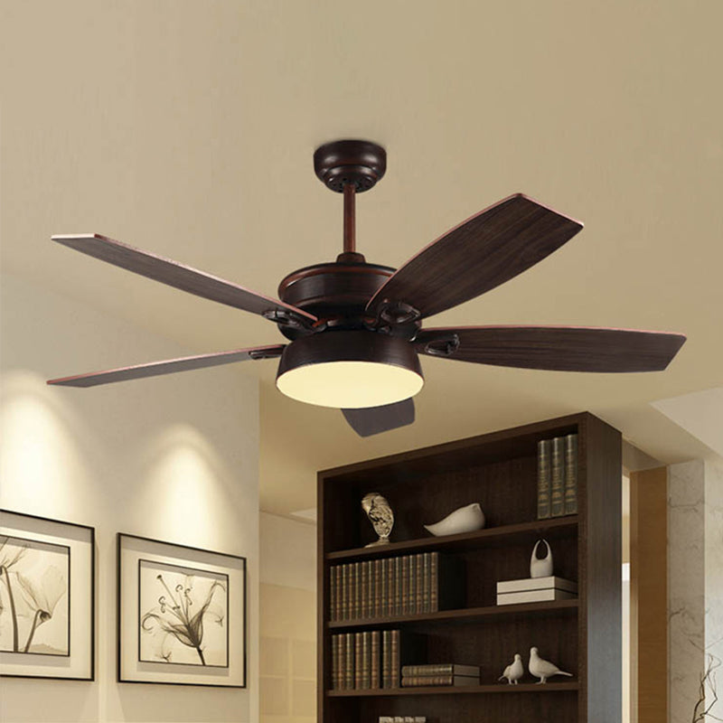 Vintage Ceiling Fan with 5 Blades Metal LED Semi Flush Mount Light for Living Room Clearhalo 'Ceiling Fans with Lights' 'Ceiling Fans' 'Industrial Ceiling Fans' 'Industrial' Lighting' 466737