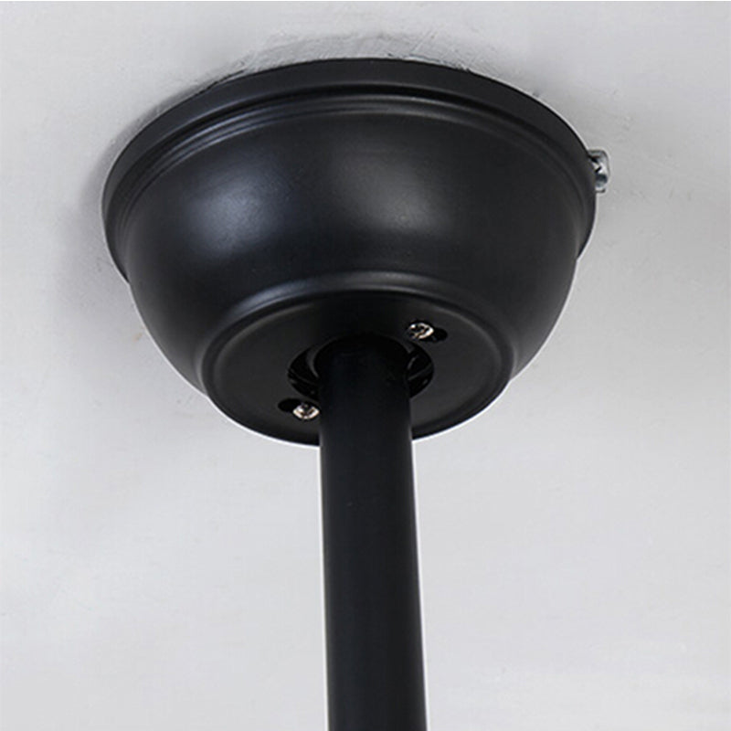 3 Lights Wheel Ceiling Fan Industrial Retro Metal Semi Flush in Black with 5 Blades Clearhalo 'Ceiling Fans with Lights' 'Ceiling Fans' 'Industrial Ceiling Fans' 'Industrial' Lighting' 466747