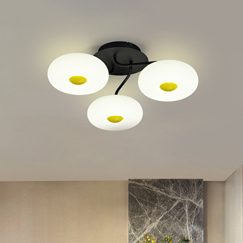 White Circular Semi Flush Ceiling Light 1/3/5 Heads Contemporary Acrylic Ceiling Lamp for Living Room Clearhalo 'Ceiling Lights' 'Close To Ceiling Lights' 'Close to ceiling' 'Semi-flushmount' Lighting' 466879