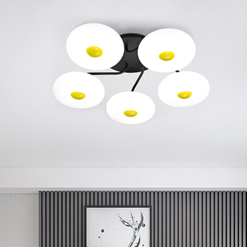 White Circular Semi Flush Ceiling Light 1/3/5 Heads Contemporary Acrylic Ceiling Lamp for Living Room Clearhalo 'Ceiling Lights' 'Close To Ceiling Lights' 'Close to ceiling' 'Semi-flushmount' Lighting' 466880