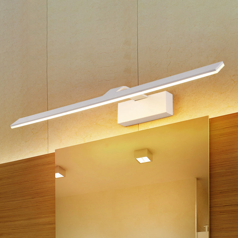 White Rectangular Vanity Lamp Nordic Style 16.5"/20" W LED Acrylic Wall Mount Light for Bathroom, Warm/White Light White Warm Clearhalo 'Cast Iron' 'Glass' 'Industrial' 'Modern wall lights' 'Modern' 'Tiffany' 'Traditional wall lights' 'Vanity Lights' 'Wall Lights' Lighting' 467312