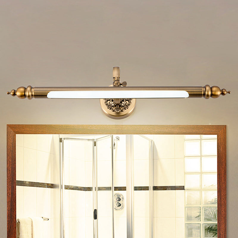 Brass Finish Tubular Wall Lamp Modernist 20"/24" Wide LED Metal Vanity Lighting in Warm/White Light over Mirror Clearhalo 'Cast Iron' 'Glass' 'Industrial' 'Modern wall lights' 'Modern' 'Tiffany' 'Traditional wall lights' 'Vanity Lights' 'Wall Lights' Lighting' 467371