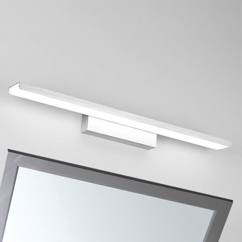 Rectangle Bathroom Wall Mounted Vanity Light Aluminum 16"/24" W LED Nordic Style Wall Lamp in Black/Silver, Warm/White Light Clearhalo 'Cast Iron' 'Glass' 'Industrial' 'Modern wall lights' 'Modern' 'Tiffany' 'Traditional wall lights' 'Vanity Lights' 'Wall Lights' Lighting' 467381