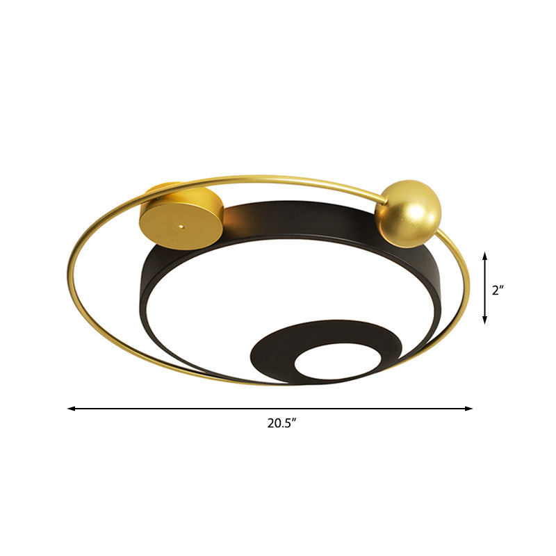 Square/Round Flushmount Modern Vintage Metal Led Black/White Flush Lighting in Warm Light with Diffuser Clearhalo 'Ceiling Lights' 'Close To Ceiling Lights' 'Close to ceiling' 'Flush mount' Lighting' 467489