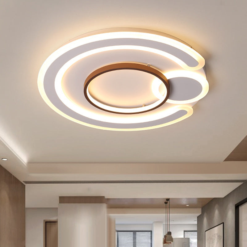 16.5"/20.5"/24.5" Wide Metal Round Ceiling Flush Mount Nordic Style White Flush Lamp in Warm/White Clearhalo 'Ceiling Lights' 'Close To Ceiling Lights' 'Close to ceiling' 'Semi-flushmount' Lighting' 467550