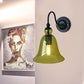 Bell Bedroom Wall Light Fixture Industrial Clear/Green/Smoked Glass 1 Light Black Sconce Lamp with Gooseneck Arm Clearhalo 'Art deco wall lights' 'Cast Iron' 'Glass' 'Industrial wall lights' 'Industrial' 'Middle century wall lights' 'Modern' 'Rustic wall lights' 'Tiffany' 'Traditional wall lights' 'Wall Lamps & Sconces' 'Wall Lights' Lighting' 467553