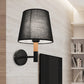 Modern Style Tapered Wall Sconce Light 1 Head Fabric Sconce Lighting Fixture in Black/White for Bedroom Clearhalo 'Modern wall lights' 'Modern' 'Wall Lamps & Sconces' 'Wall Lights' Lighting' 467750