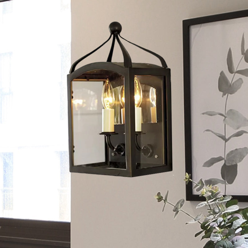 Aged Brass Candle Wall Sconce with Metal Cage Shade 2 Lights Vintage Wall Light Fixture for Corridor Clearhalo 'Cast Iron' 'Glass' 'Industrial wall lights' 'Industrial' 'Middle century wall lights' 'Modern' 'Tiffany' 'Traditional wall lights' 'Wall Lamps & Sconces' 'Wall Lights' Lighting' 467825