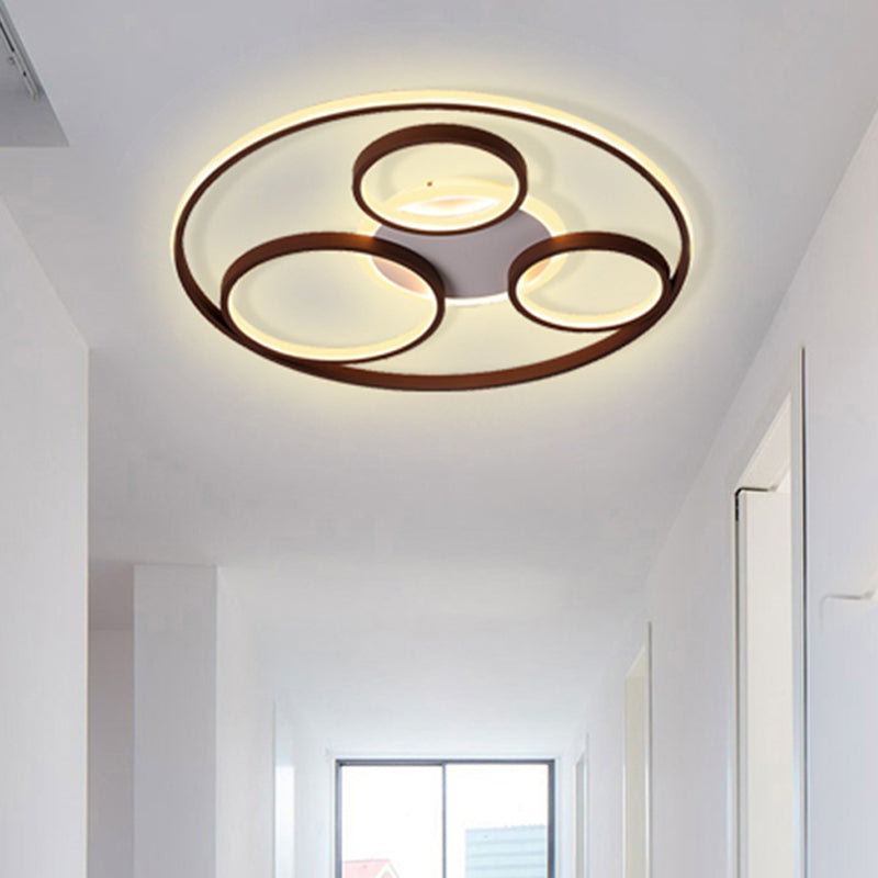 Brown Multi Ring Flush Light Fixture Minimalist Metal Led Flush Mount Ceiling Light in Warm/White, 16.5"/20.5"/24.5"/31" Wide Clearhalo 'Ceiling Lights' 'Close To Ceiling Lights' 'Close to ceiling' 'Flush mount' Lighting' 467852
