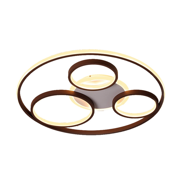 Brown Multi Ring Flush Light Fixture Minimalist Metal Led Flush Mount Ceiling Light in Warm/White, 16.5"/20.5"/24.5"/31" Wide Clearhalo 'Ceiling Lights' 'Close To Ceiling Lights' 'Close to ceiling' 'Flush mount' Lighting' 467853