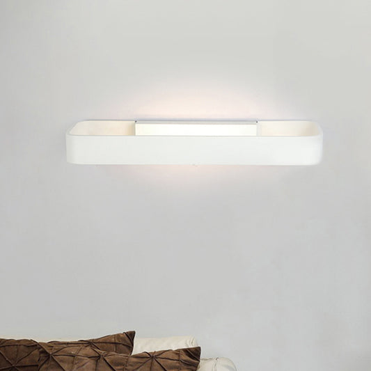 Rectangular Living Room Wall Sconce Fixture Aluminum 12"/16" Dia LED Minimalism Wall Mounted Lamp in Black/White Clearhalo 'Cast Iron' 'Glass' 'Industrial' 'Modern wall lights' 'Modern' 'Tiffany' 'Traditional wall lights' 'Wall Lamps & Sconces' 'Wall Lights' Lighting' 467854