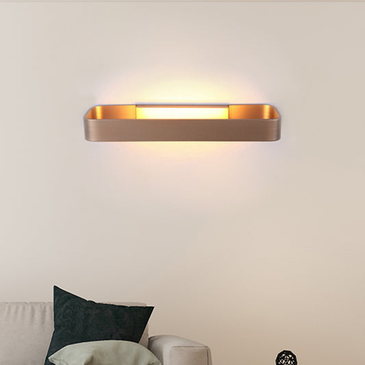 Rectangular Living Room Wall Sconce Fixture Aluminum 12"/16" Dia LED Minimalism Wall Mounted Lamp in Black/White Gold Clearhalo 'Cast Iron' 'Glass' 'Industrial' 'Modern wall lights' 'Modern' 'Tiffany' 'Traditional wall lights' 'Wall Lamps & Sconces' 'Wall Lights' Lighting' 467855