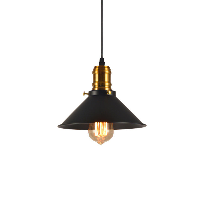 8.5"/10"/12" Wide Industrial Tapered Pendant Light 1 Light Metal Hanging Lamp in Black for Restaurant Clearhalo 'Art Deco Pendants' 'Black' 'Cast Iron' 'Ceiling Lights' 'Ceramic' 'Crystal' 'Industrial Pendants' 'Industrial' 'Metal' 'Middle Century Pendants' 'Pendant Lights' 'Pendants' 'Rustic Pendants' 'Tiffany' Lighting' 467940