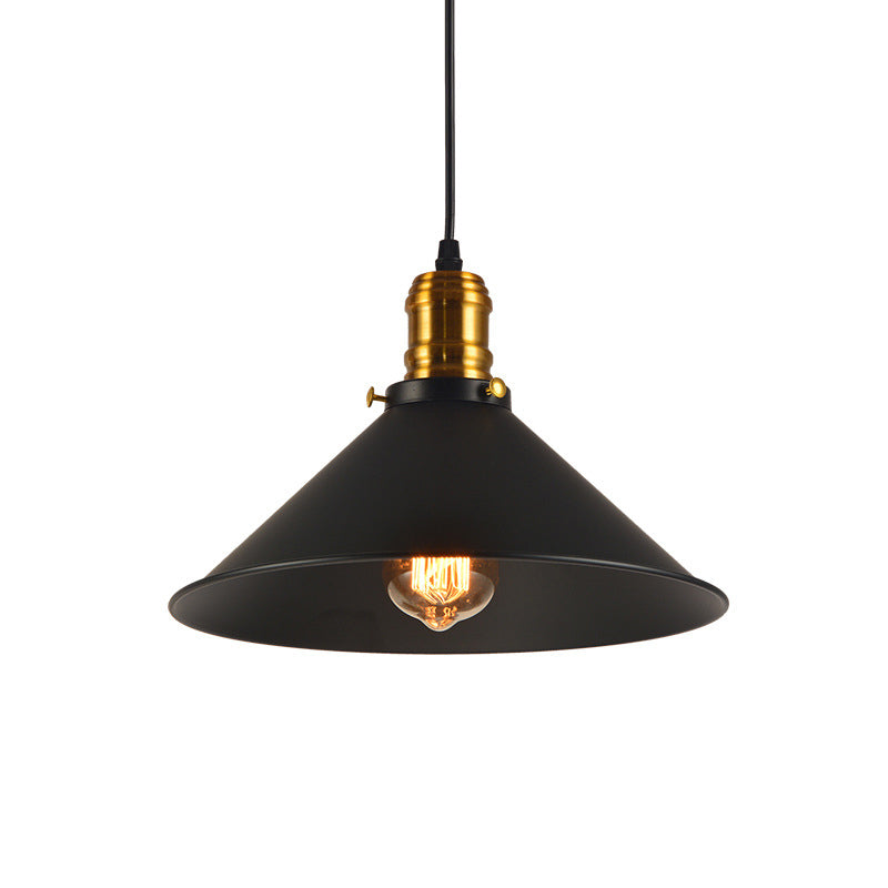 8.5"/10"/12" Wide Industrial Tapered Pendant Light 1 Light Metal Hanging Lamp in Black for Restaurant Clearhalo 'Art Deco Pendants' 'Black' 'Cast Iron' 'Ceiling Lights' 'Ceramic' 'Crystal' 'Industrial Pendants' 'Industrial' 'Metal' 'Middle Century Pendants' 'Pendant Lights' 'Pendants' 'Rustic Pendants' 'Tiffany' Lighting' 467947