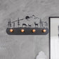 Lodge Open Bulb Wall Light with Elk/Horse/Sheep/Mountain/Windmill/Tree Design 4 Bulbs Metallic Wall Sconce in Black for Indoor Clearhalo 'Wall Lamps & Sconces' 'Wall Lights' Lighting' 467985