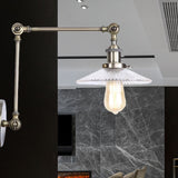 Saucer Living Room Sconce Light Fixture Rustic Style Prismatic Glass 1 Light Black/Silver/Brass Wall Lamp Clearhalo 'Cast Iron' 'Glass' 'Industrial wall lights' 'Industrial' 'Middle century wall lights' 'Modern' 'Tiffany' 'Traditional wall lights' 'Wall Lamps & Sconces' 'Wall Lights' Lighting' 468005