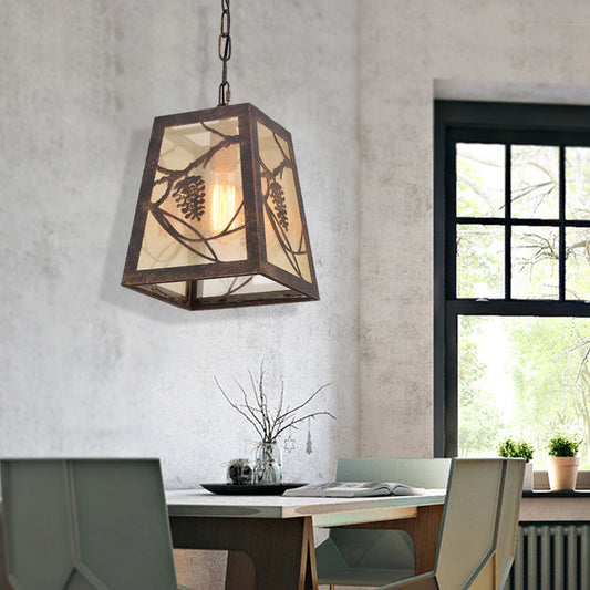 1 Light Trapezoidal Pendant Lighting Fixture Industrial Bronze Metal Hanging Ceiling Light with Fabric Shade Clearhalo 'Art Deco Pendants' 'Cast Iron' 'Ceiling Lights' 'Ceramic' 'Crystal' 'Industrial Pendants' 'Industrial' 'Metal' 'Middle Century Pendants' 'Pendant Lights' 'Pendants' 'Tiffany' Lighting' 468025