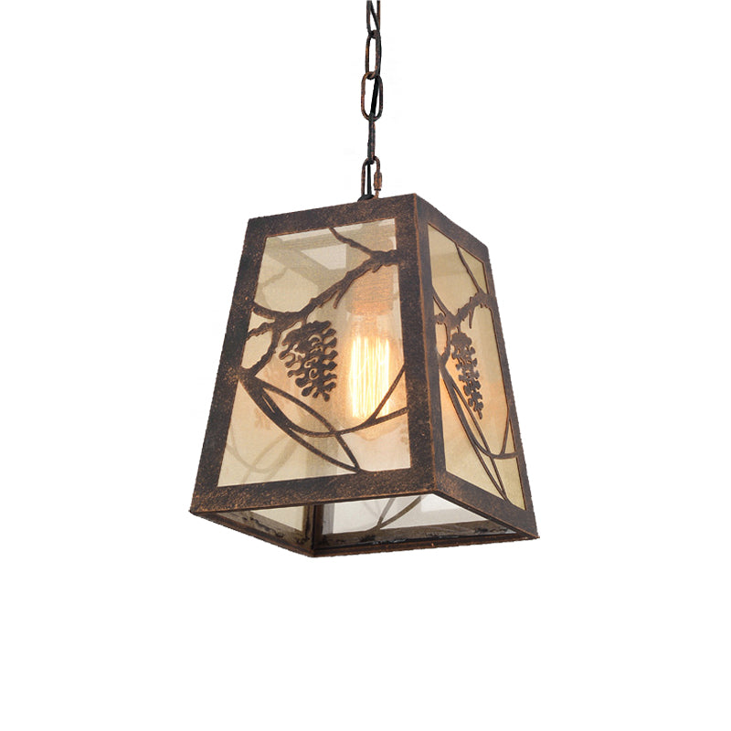 1 Light Trapezoidal Pendant Lighting Fixture Industrial Bronze Metal Hanging Ceiling Light with Fabric Shade Clearhalo 'Art Deco Pendants' 'Cast Iron' 'Ceiling Lights' 'Ceramic' 'Crystal' 'Industrial Pendants' 'Industrial' 'Metal' 'Middle Century Pendants' 'Pendant Lights' 'Pendants' 'Tiffany' Lighting' 468026