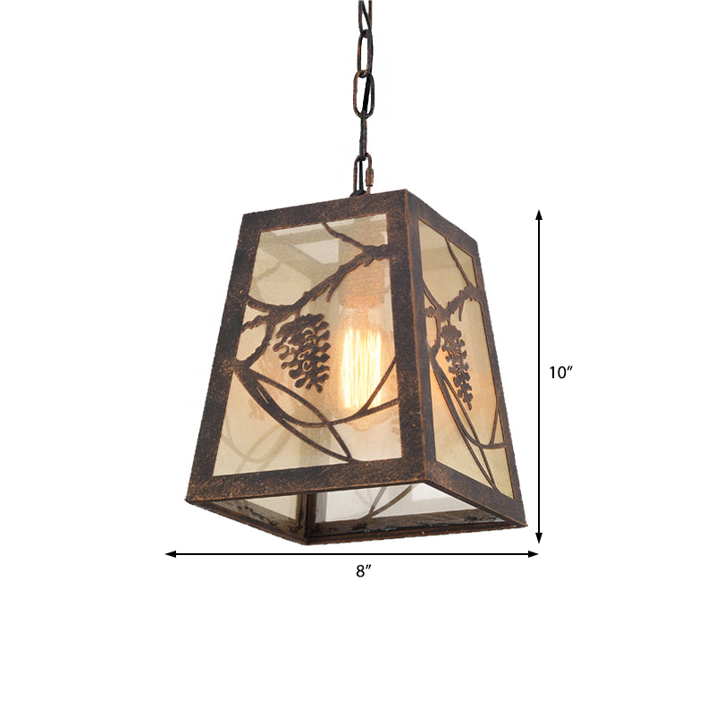 1 Light Trapezoidal Pendant Lighting Fixture Industrial Bronze Metal Hanging Ceiling Light with Fabric Shade Clearhalo 'Art Deco Pendants' 'Cast Iron' 'Ceiling Lights' 'Ceramic' 'Crystal' 'Industrial Pendants' 'Industrial' 'Metal' 'Middle Century Pendants' 'Pendant Lights' 'Pendants' 'Tiffany' Lighting' 468027