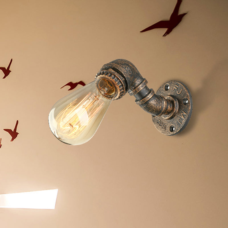 1 Light Sconce Wall Light with Pipe Design Wrought Iron Industrial Rustic Stairway Sconce Lighting in Copper/Bronze Clearhalo 'Art deco wall lights' 'Cast Iron' 'Glass' 'Industrial wall lights' 'Industrial' 'Middle century wall lights' 'Modern' 'Rustic wall lights' 'Tiffany' 'Traditional wall lights' 'Wall Lamps & Sconces' 'Wall Lights' Lighting' 468075