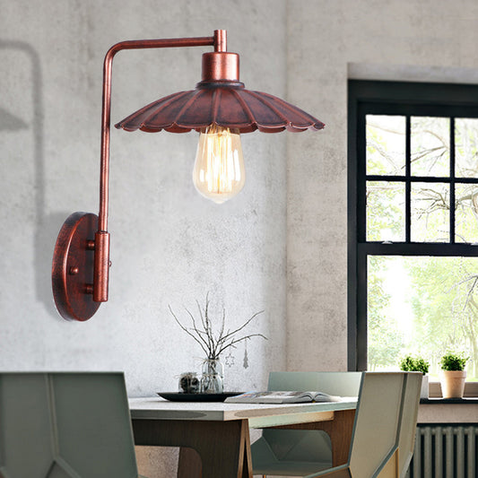One Bulb Wall Sconce with Cone/Dome/Wide Flare Shade Metal Industrial Dining Room Light Fixture in Copper Copper B Clearhalo 'Art deco wall lights' 'Cast Iron' 'Glass' 'Industrial wall lights' 'Industrial' 'Middle century wall lights' 'Modern' 'Rustic wall lights' 'Tiffany' 'Traditional wall lights' 'Wall Lamps & Sconces' 'Wall Lights' Lighting' 468093
