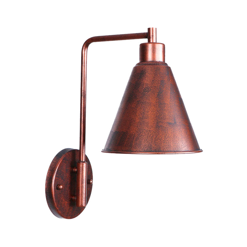 One Bulb Wall Sconce with Cone/Dome/Wide Flare Shade Metal Industrial Dining Room Light Fixture in Copper Clearhalo 'Art deco wall lights' 'Cast Iron' 'Glass' 'Industrial wall lights' 'Industrial' 'Middle century wall lights' 'Modern' 'Rustic wall lights' 'Tiffany' 'Traditional wall lights' 'Wall Lamps & Sconces' 'Wall Lights' Lighting' 468099