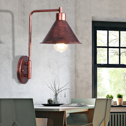 One Bulb Wall Sconce with Cone/Dome/Wide Flare Shade Metal Industrial Dining Room Light Fixture in Copper Copper D Clearhalo 'Art deco wall lights' 'Cast Iron' 'Glass' 'Industrial wall lights' 'Industrial' 'Middle century wall lights' 'Modern' 'Rustic wall lights' 'Tiffany' 'Traditional wall lights' 'Wall Lamps & Sconces' 'Wall Lights' Lighting' 468101
