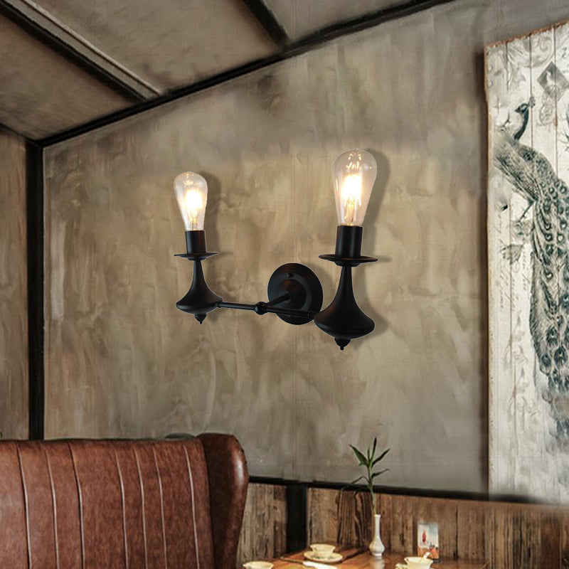 Metal Exposed Bulb Wall Lighting Industrial 1/2 Light Dining Room Sconce Light Fixture Clearhalo 'Industrial wall lights' 'Industrial' 'Middle century wall lights' 'Tiffany' 'Wall Lamps & Sconces' 'Wall Lights' Lighting' 468116