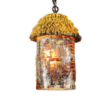 1 Light Hanging Ceiling Light with House Shade Resin Vintage Dining Room Pendant Lighting in Brown/Pink Clearhalo 'Ceiling Lights' 'Industrial Pendants' 'Industrial' 'Middle Century Pendants' 'Pendant Lights' 'Pendants' 'Tiffany' Lighting' 468196